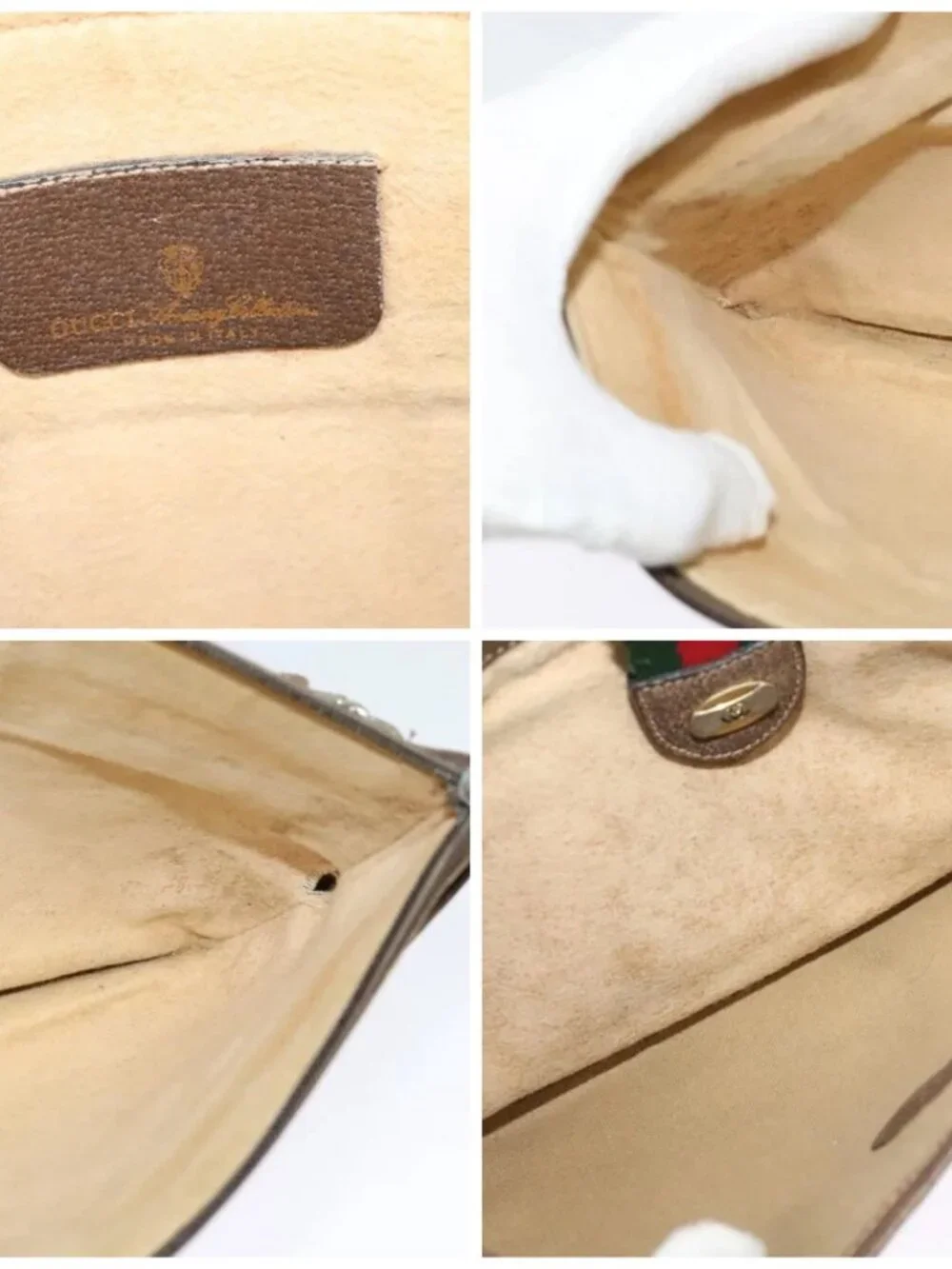 GUCCI GG Supreme Web Sherry Line Bag PVC Beige Gold 904 02 026 Auth ki5611 - Picture 15 of 16